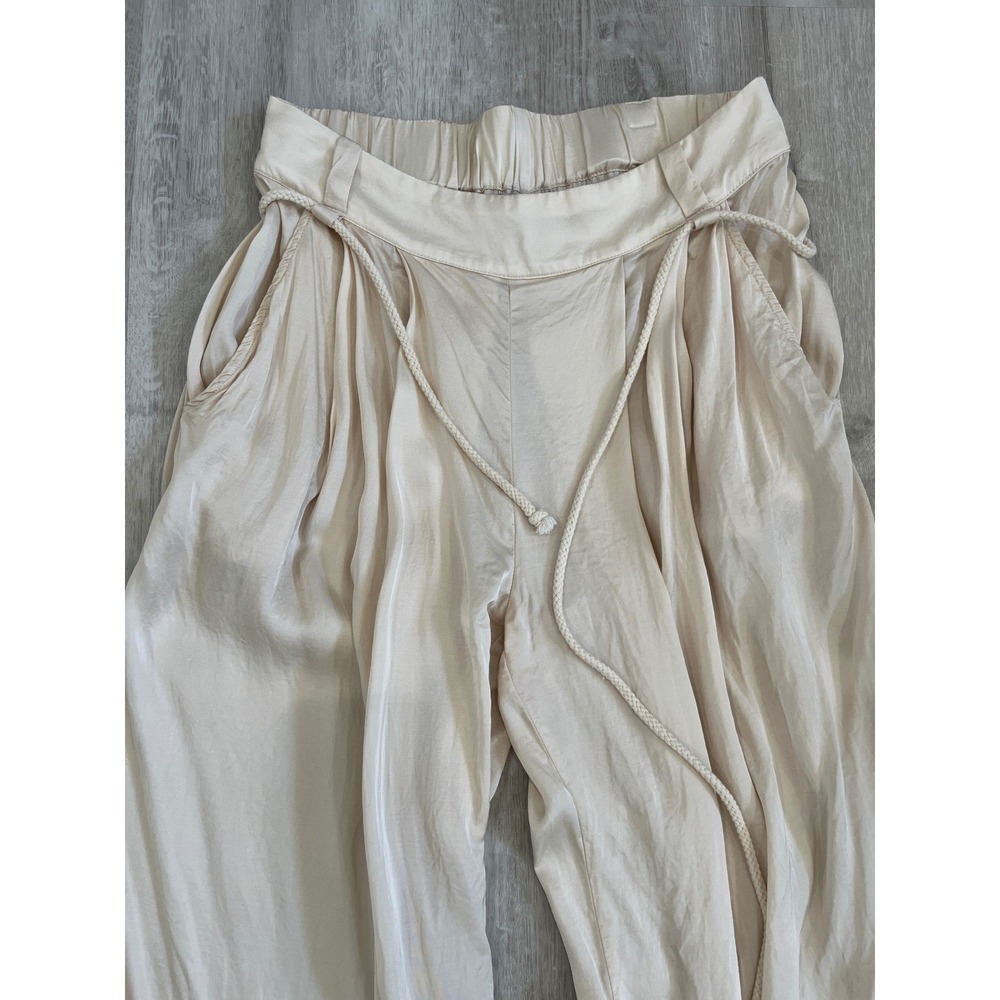 YFB Young Fabulous & Broke Reed Satin Wide Leg Pant Trousers Sea Salt Sz Small - Picture 5 of 14